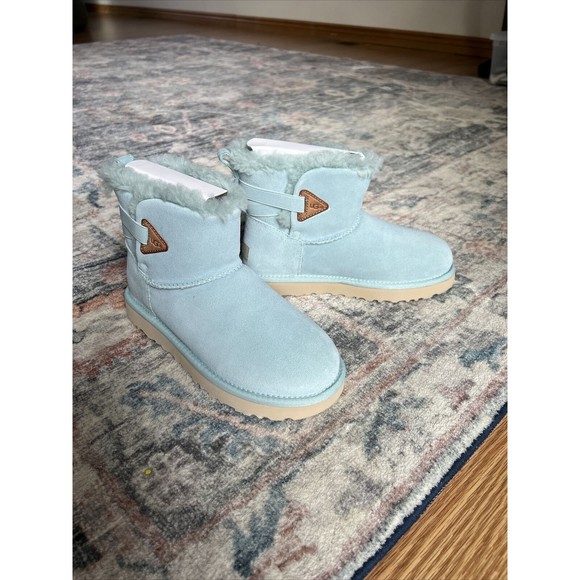 UGG Boots Womens Sz 6 Urchin Flex Bailey Mini Suede Shearling Baby Blue Wool New - Picture 10 of 15